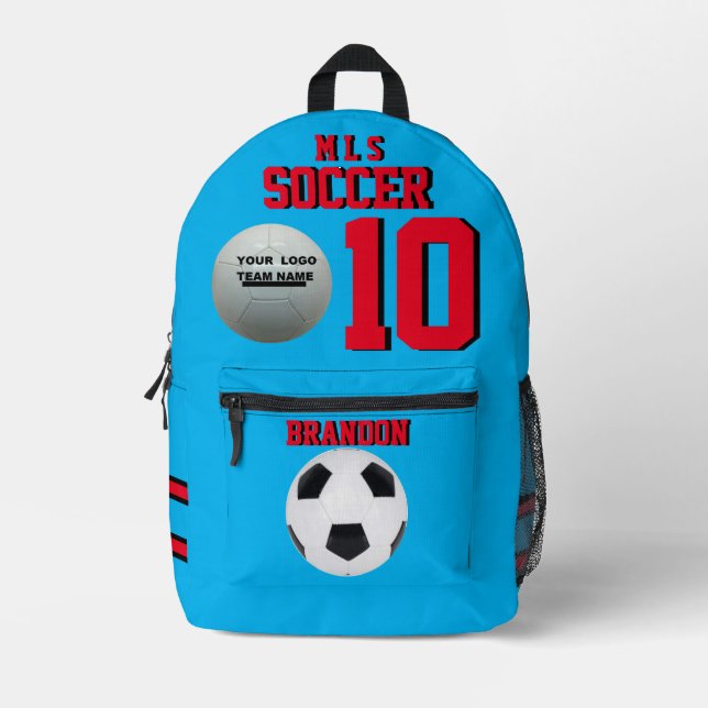 Personalized Blue Sports Printed Backpack (Front)