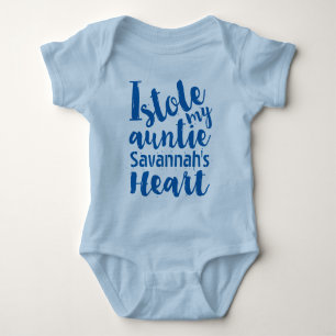 Personalized Blue Sports Stole My Aunties Heart Baby Bodysuit