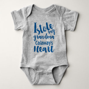 Personalized Blue Sports Stole My Grandmas Heart Baby Bodysuit