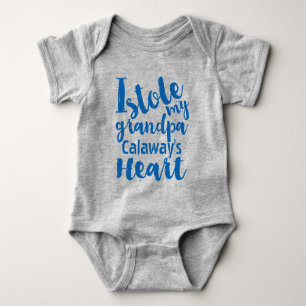 Personalized Blue Sports Stole My Grandpas Heart Baby Bodysuit