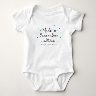 Personalized Blue star   Made in Quarantine Baby Bodysuit
