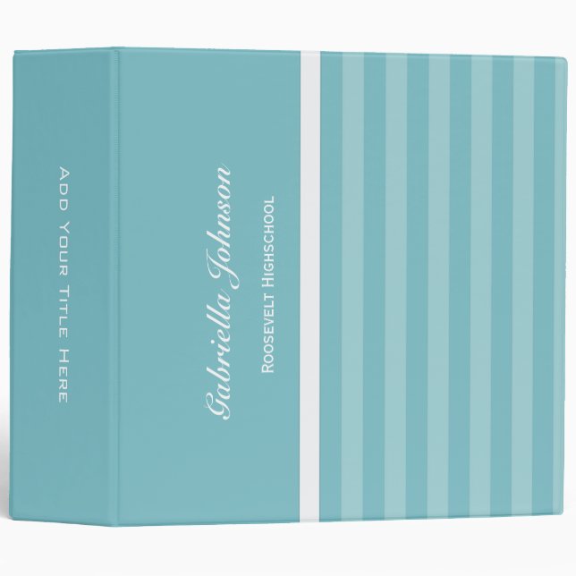Personalized:  Blue Stripe Binder (Front/Spine)