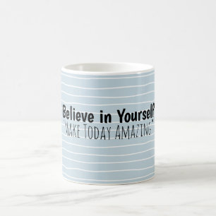 Personalized Blue Stripe Name Coffee Mug Gift