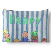 Personalized Blue Stripe School Supply Pouch