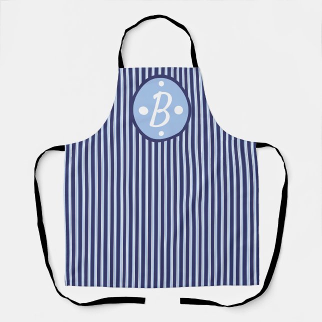 Personalized blue striped nautical  Apron (Front)