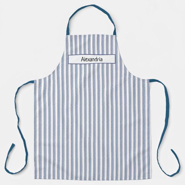 Personalized Blue Stripes Apron (Front)