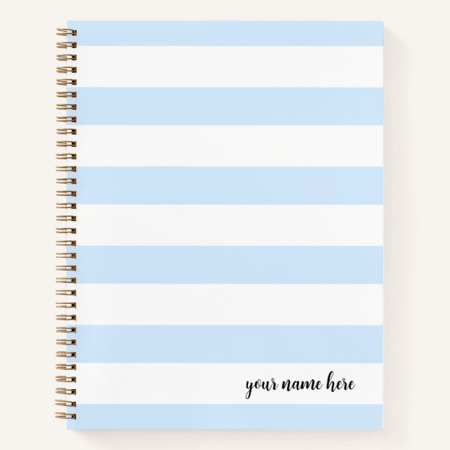 Personalized Blue Stripes Notebook (Front)