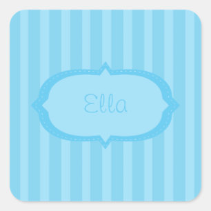 Personalized Blue Stripes Square Stickers