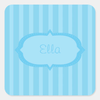 Personalized Blue Stripes Square Stickers
