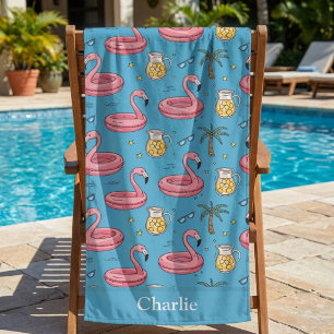 Personalized Blue Summer Vibes Bath Towel