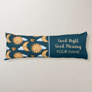 Personalized Blue Sun Moon Good Night Good Morning Body Pillow