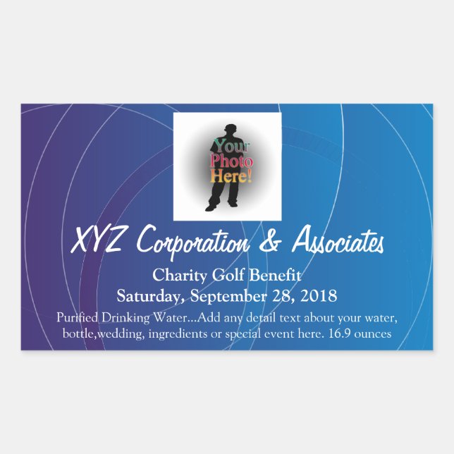 Personalized Blue Swirl Water Bottle Label Sticker (Front)