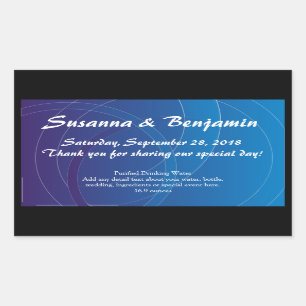 Personalized Blue Swirls Water Bottle Label