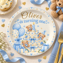 Personalized Blue Teddy Bear 1st Birthday