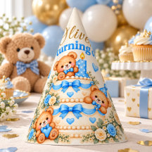 Personalized Blue Teddy Bear 1st Birthday