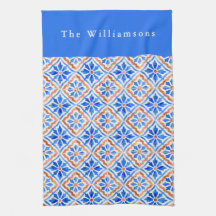 Personalized Blue Terracotta Mediterranean Tile