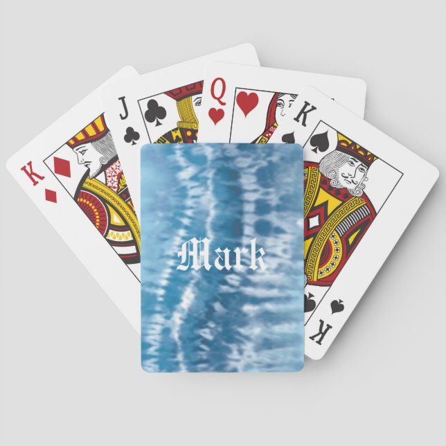 Personalized Blue Tie Dye Playing Cards (Back)