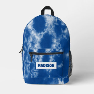 Personalized Blue Tie Dye Printed Backpack