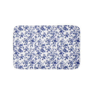 Personalized blue toile bath mat