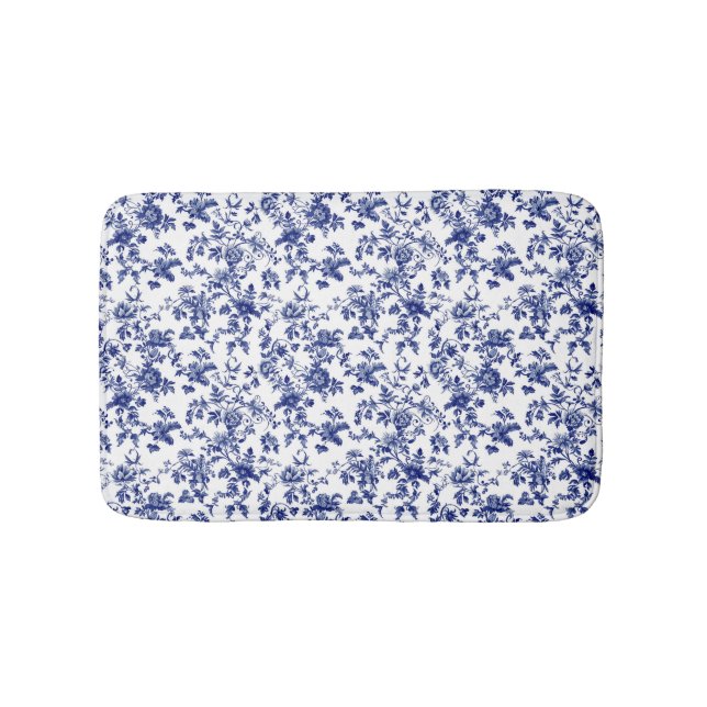 Personalized blue toile bath mat (Front)