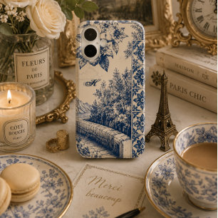 Personalized Blue Toile Garden iPhone 16 Case