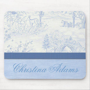 Personalized Blue Toile Mousepad