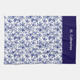 Personalized blue toile towel
