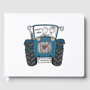 Personalized Blue Tractor Country Farm Wedding Guest Book