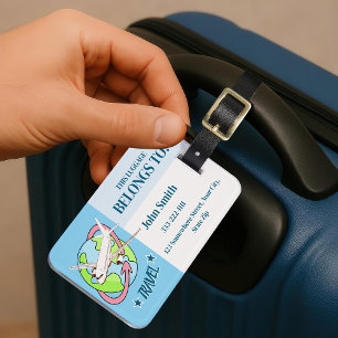 Personalized Blue Travel Airplane Luggage Tags