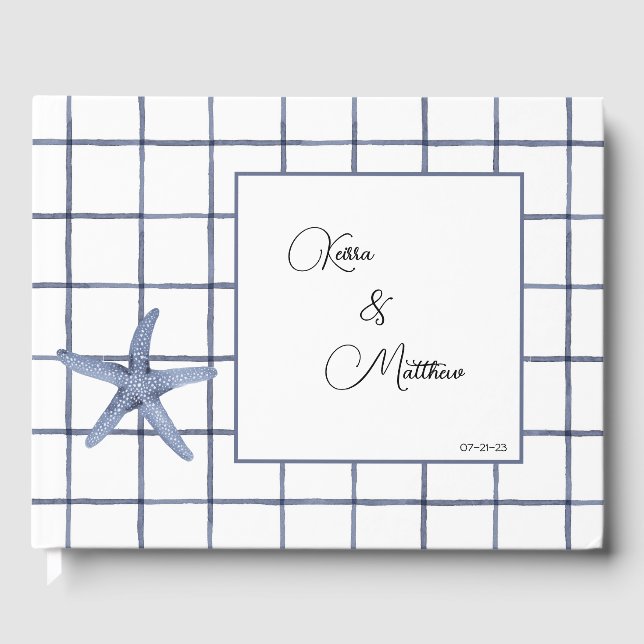 Personalized Blue Tropical Watercolor Guest Book (Front)