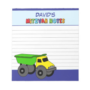 Personalized Blue Truck Mitzvah Notepad