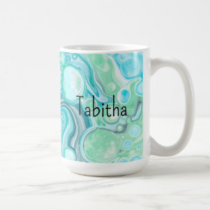 Personalized Blue, Turquoise Sea Waves Bubbles    Coffee Mug