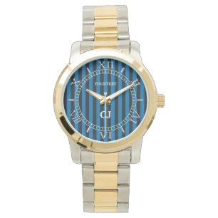 Personalized Blue Vertical Stripes Dial Watch