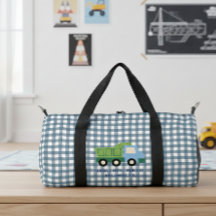 Personalized Blue Vichy Duffel Bag for Toddlers