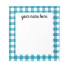 Personalized Blue Vichy Plaid Notepad