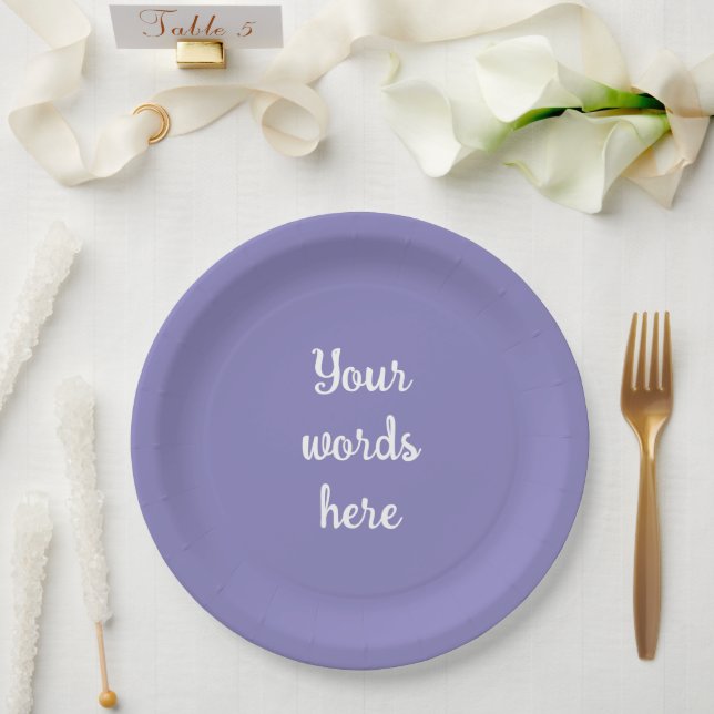 Personalized Blue Violet Paper Plates (Wedding)