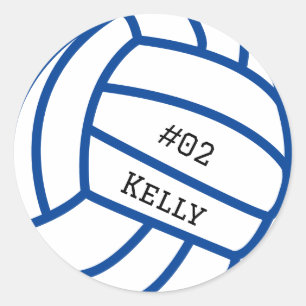 Personalized Blue Volleyball Stickers