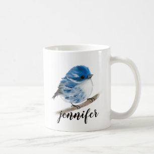 Personalized Blue Warbler Bird Mugs
