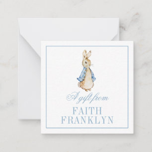 Personalized Blue Watercolor Bunny Gift Enclosure Card