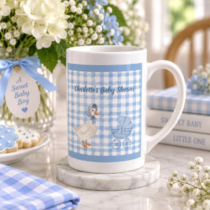 Personalized Blue Watercolor Goose Baby Shower Bone China Mug