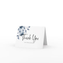 Personalized Blue Watercolor Thank You Card