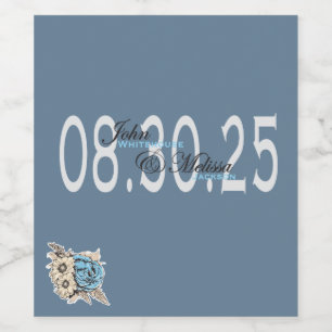 personalized blue Wedding guest Favour Wine Label