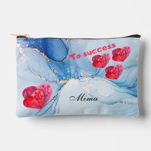 Personalized blue wetercolor pouch (Front)