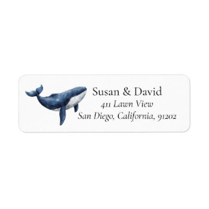 Personalized Blue Whale Return Address