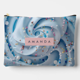 Personalized Blue Whipped Frosting Sprinkle Accessory Pouch