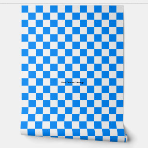 Personalized Blue White Chequered Wallpaper