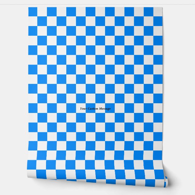 Personalized Blue White Chequered Wallpaper  (Unrolling)