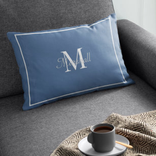Personalized Blue White Classic Monogram Pillowcase