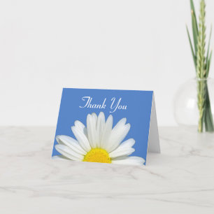 Personalized Blue & White Daisy Thank You Card