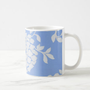 Personalized Blue & White Floral Pattern Coffee Mug